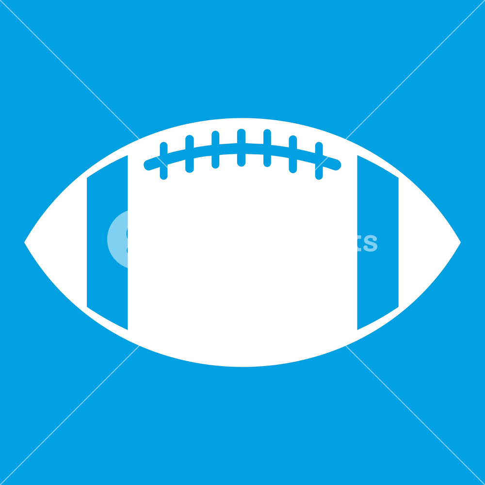 1000x1000 Rugby Ball Icon White Isolated On Blue Background Vector