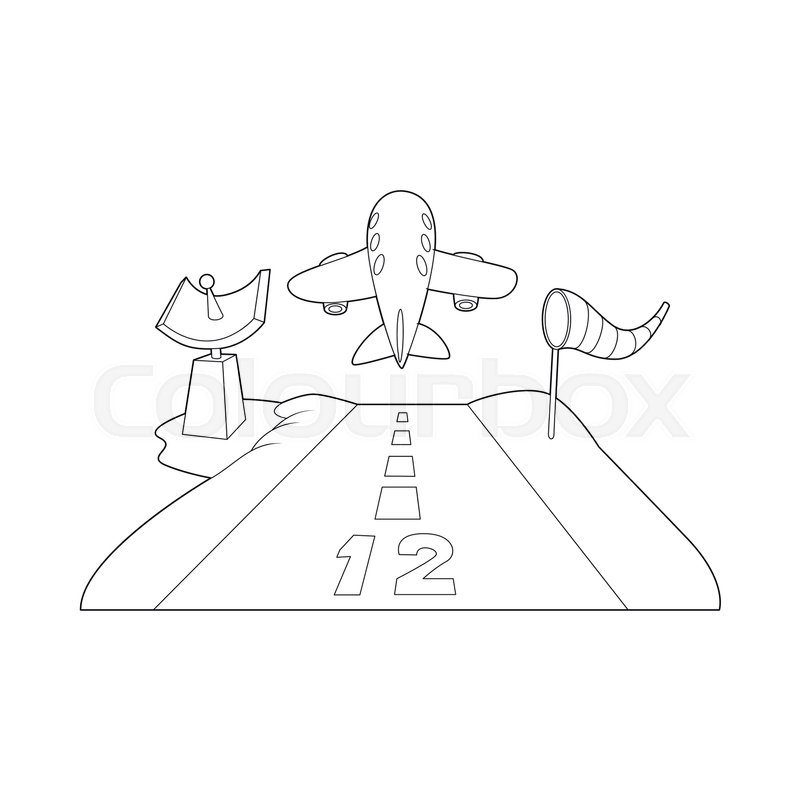 800x800 Runway Icon In Outline Style Isolated Stock Vector Colourbox