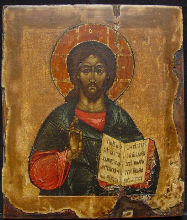 596x700 Christ Pantocrator, Tempera On Wooden Board, Russian Icon