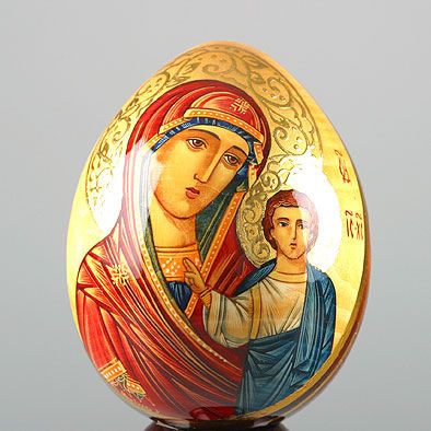 394x394 Russian Icon Egg With Mary Jesus