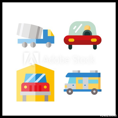 500x500 Trailer Icon Vector Illustration Trailer Set Transportation