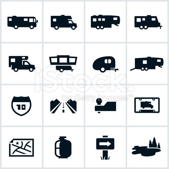 556x556 Recreation Vehicle Icons The Set Includes A Motorhome, Camp