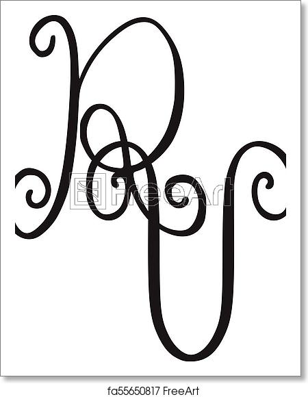 450x580 Free Art Print Of Handwritten Monogram Rv Icon Handwritten