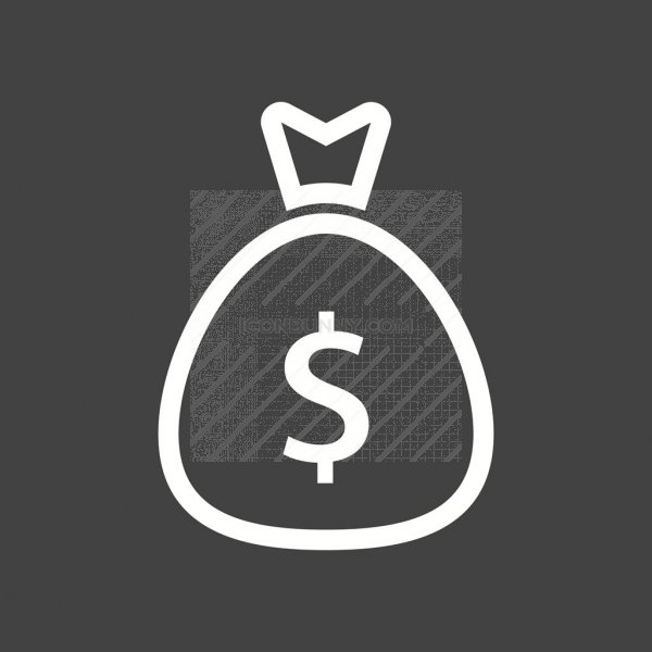 600x600 Money Bag Line Inverted Icon