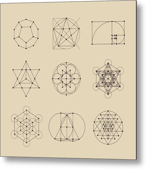 493x572 Sacred Geometry Icon Set Metal Print