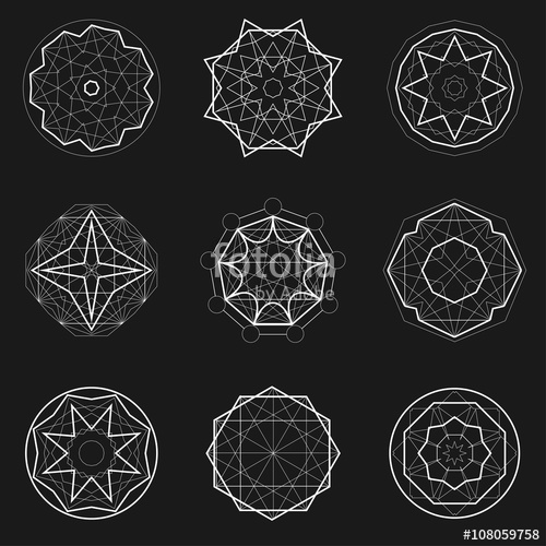 500x500 Set Of Sacred Geometry Icons, Geometric Shapes, Magic Signs, Witch