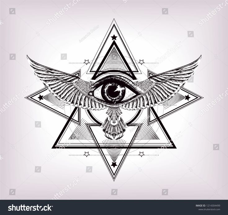 735x691 Vector Eye Sacred Geometry With Egypt Symbol Wings And All Seeing