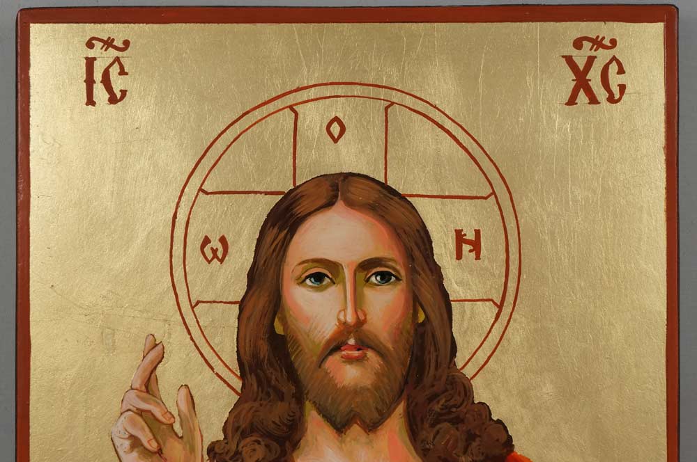1000x664 Jesus Christ Sacred Heart Hand Painted Icon