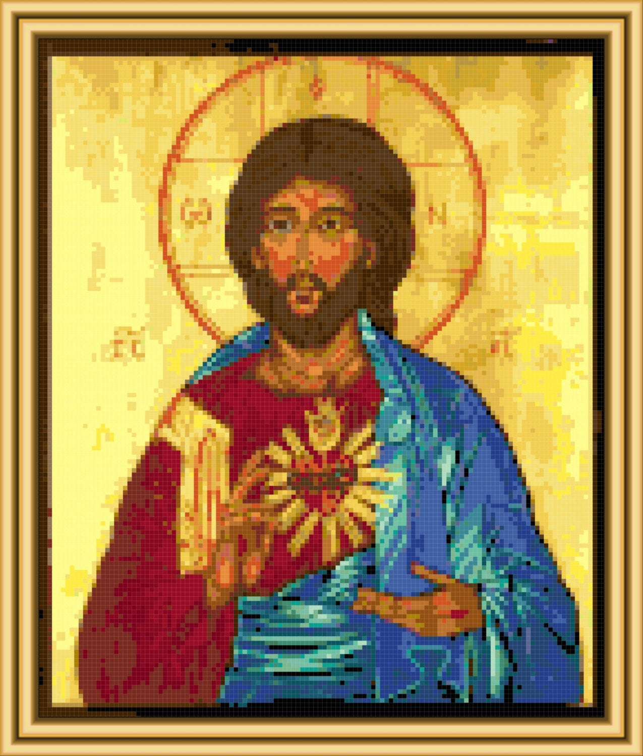 1275x1500 Sacred Heart Icon Cross Stitch Pattern Pdf Etsy