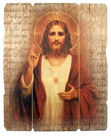 367x450 Laser Cut Wood Sacred Heart Of Jesus Icon Wall Plaque