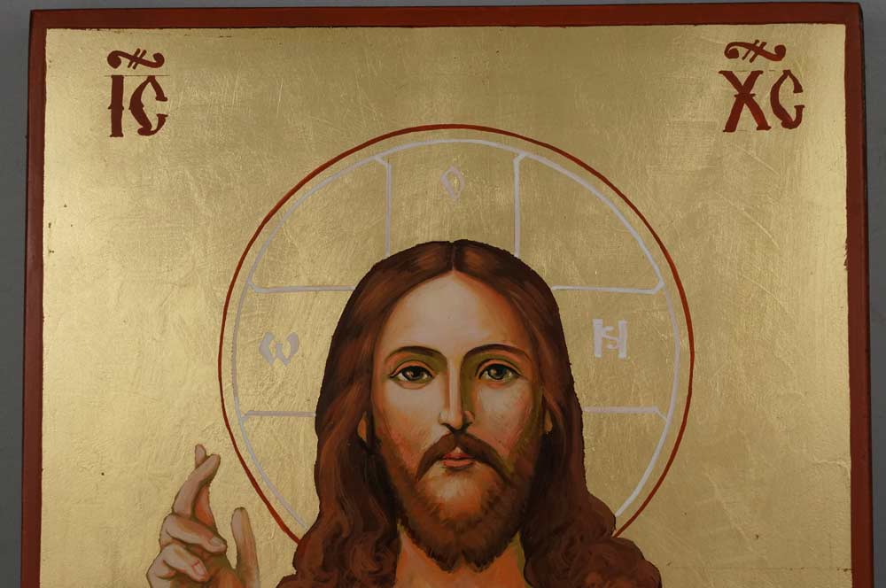 1000x664 Jesus Christ Sacred Heart Large Hand Painted Icon
