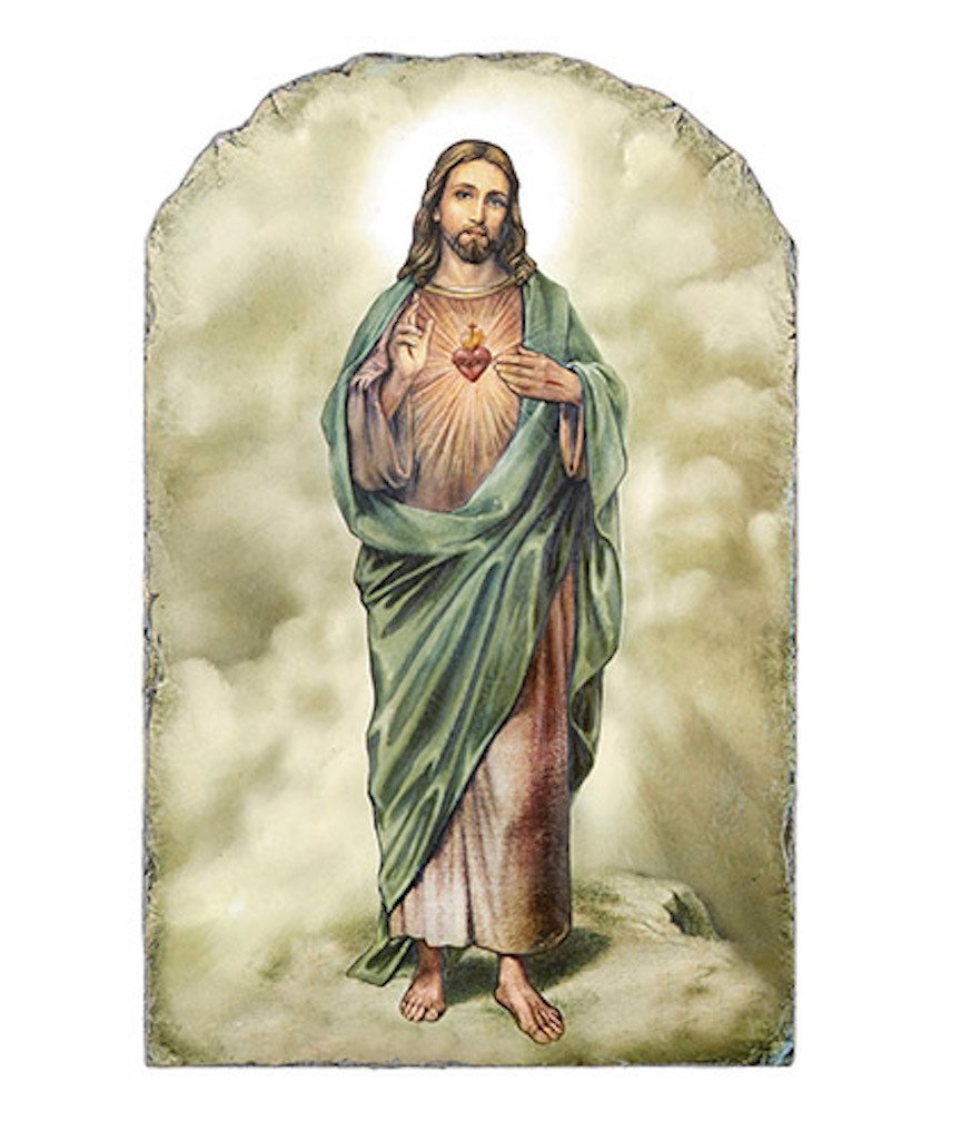 864x1024 Sacred Heart Of Jesus Arched Tile With Stand
