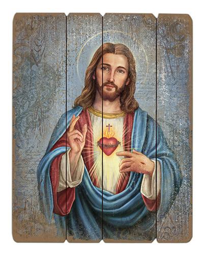403x500 Sacred Heart Of Jesus Wooden Pallet Icon Beattitudes Religious Gifts