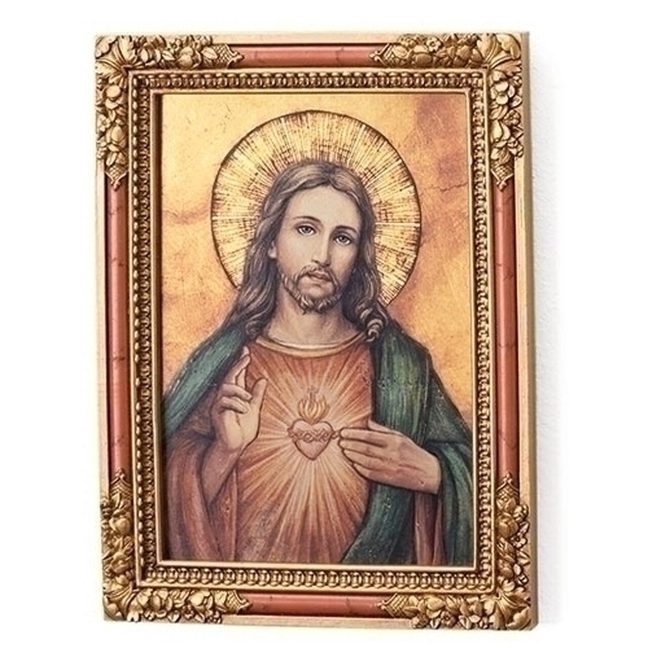 1280x1280 Sacred Heart Of Jesus Framed Icon Print Gold Accents