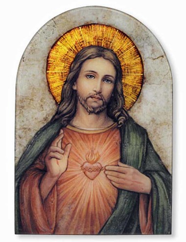 380x495 Sacred Heart Of Jesus Arched Icon Plaque