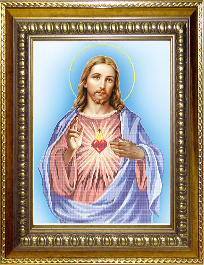 693x900 Beaded Embroidery Kit Sacred Heart Of Jesus