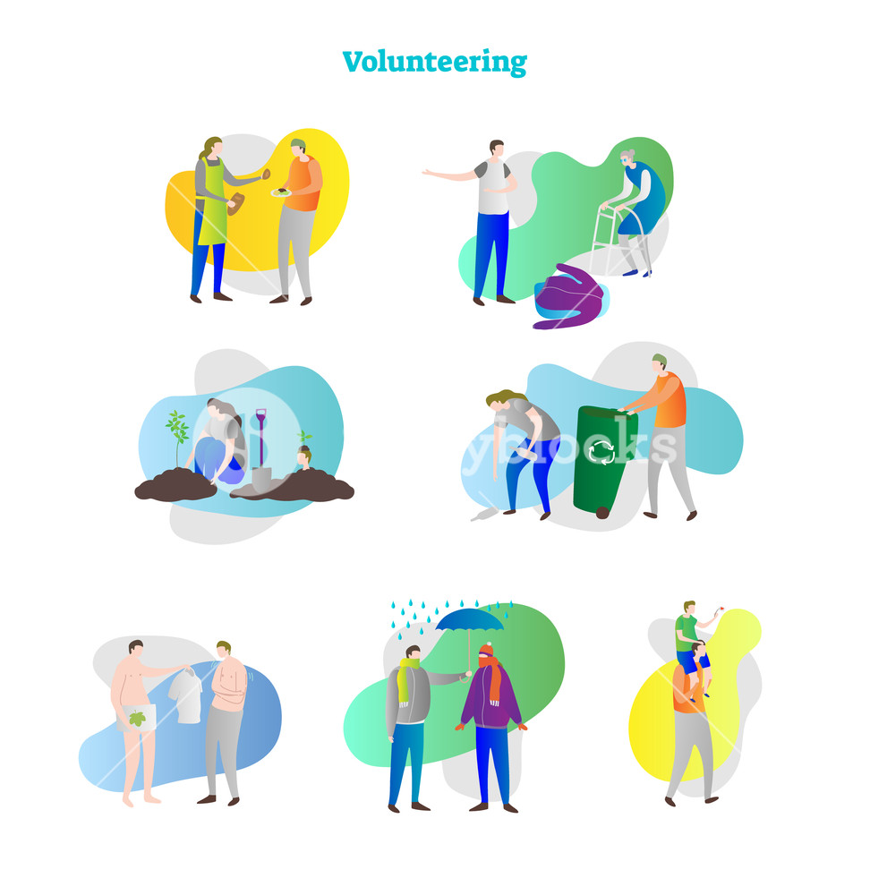 972x1000 Vector Illustration With Volunteering Icon Collection Set