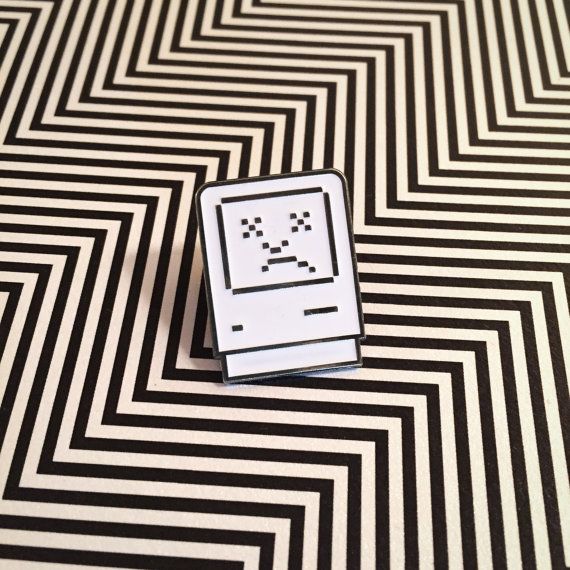 570x570 Sad Mac Icon Enamel Pin X Soft Enamel White With Black