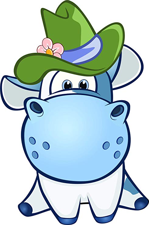 490x741 Cute Happy Silly Milking Cow Blue White Kawaii Cartoon