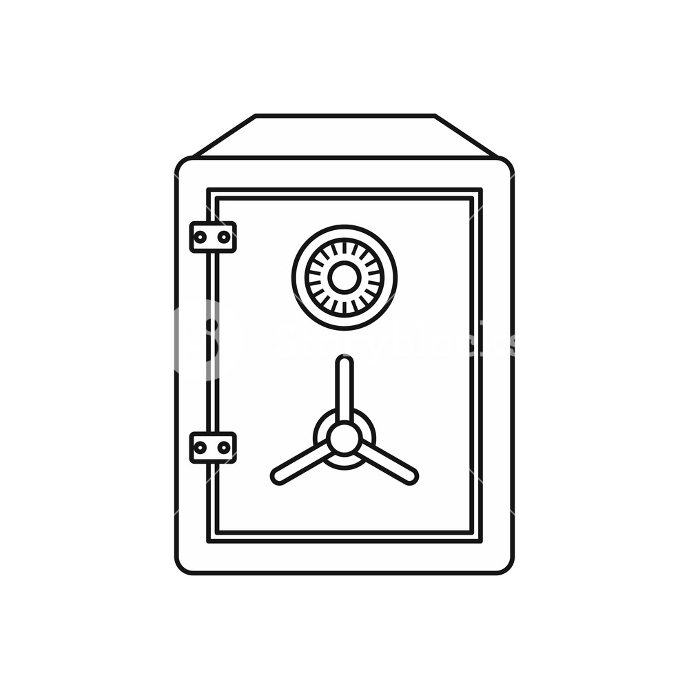 Metal Bank Safe Icon In Outline Style Isolated On White Background 1000x1000 Metal Bank Safe Icon In Outline Style Isolated On White Background