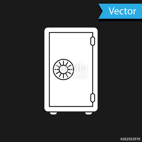 White Safe Icon Isolated On Black Background The Door Safe A Bank 500x500 White Safe Icon Isolated On Black Background The Door Safe A Bank