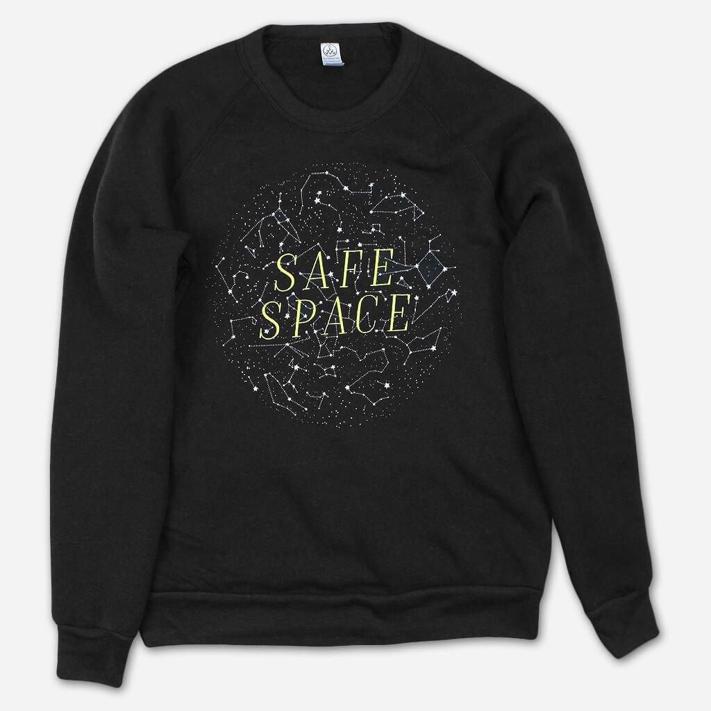 1024x1024 Safe Space Eco Fleece Black Sweatshirt Hello Merch