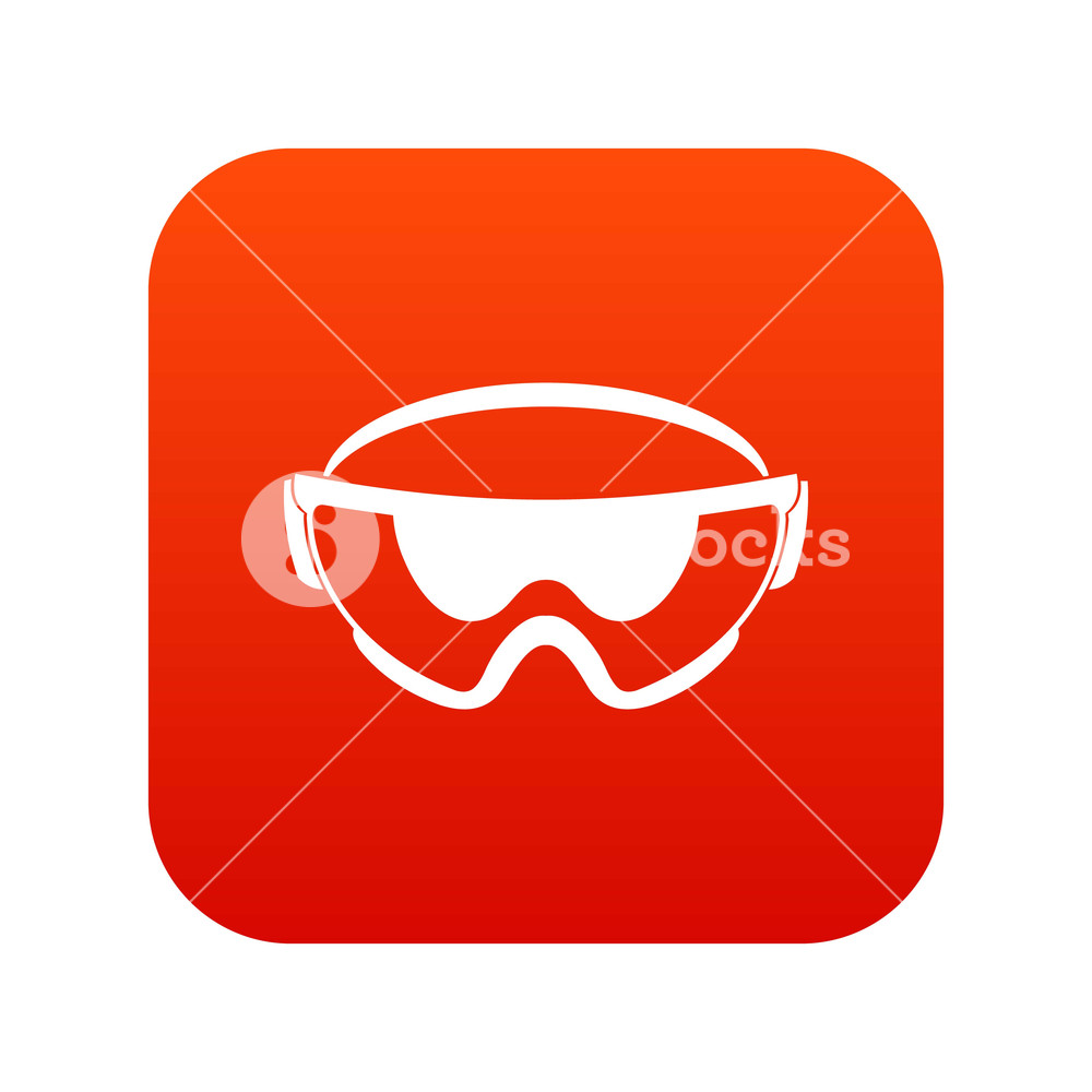 1000x1000 Safety Glasses Icon Digital Red For Any Design Isolated On White
