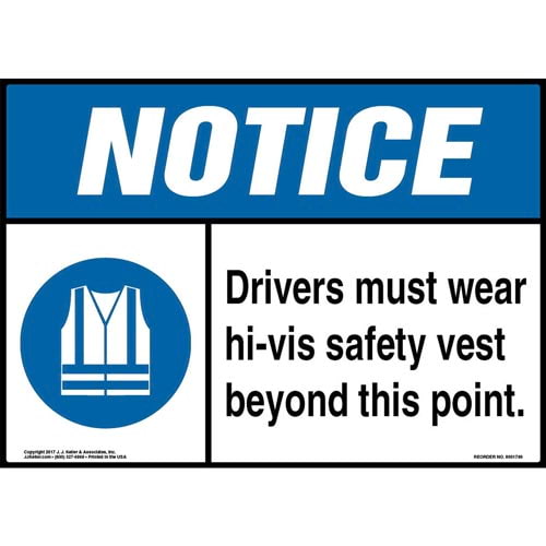 500x500 Notice Drivers Must Wear Hi Vis Safety Vest Beyond This Point Sign