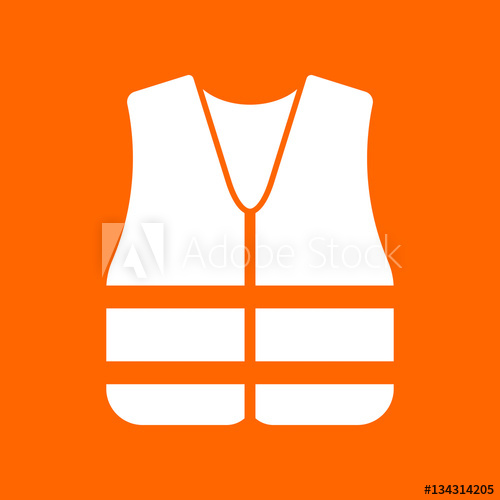 500x500 Safety Vest Icon On Orange Background, Flat Design Style Vector