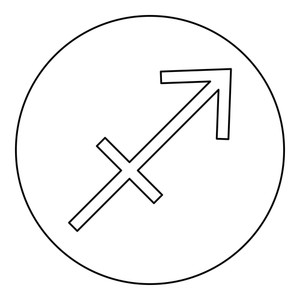 300x300 Sagittarius Symbol Zodiac Icon Black Color In Round Circle Outline