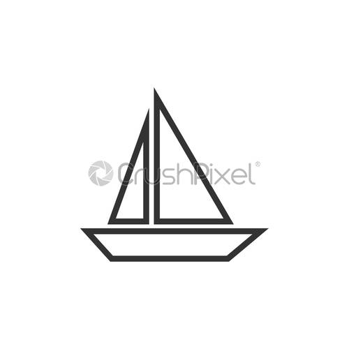 500x500 Sailboat Icon Design Template Vector Isolated, Stock Vector