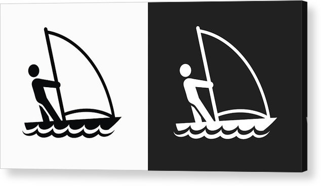 634x369 Sailboat Icon On Black And White Vector Backgrounds Acrylic Print