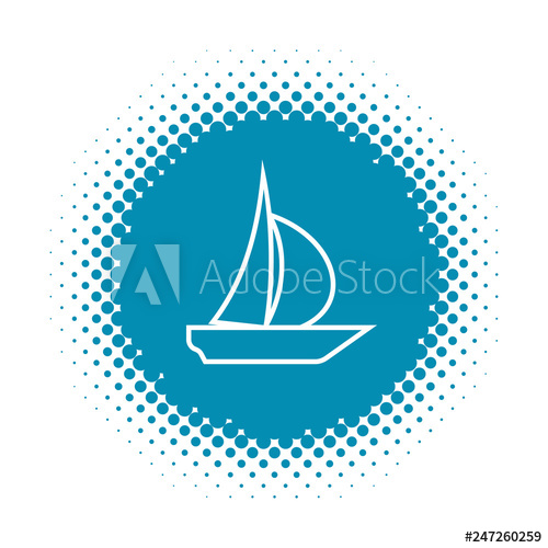 500x500 Sailboat Icon On Half Tone Round Shape