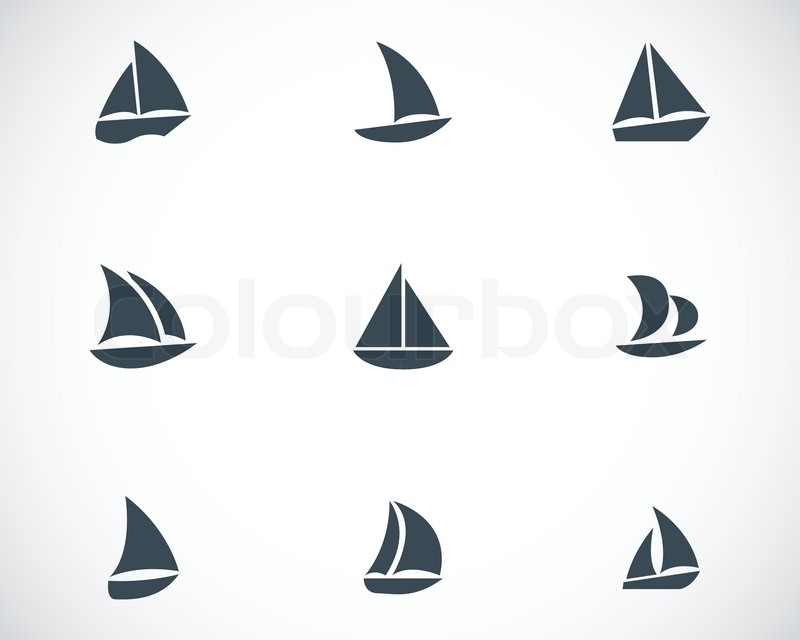 800x640 Vector Black Sailboat Icons Set Stock Vector Colourbox