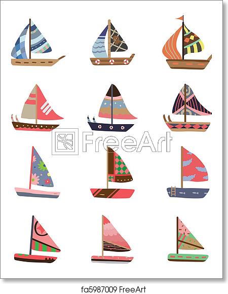 450x580 Free Art Print Of Cartoon Sailboat Icon Cartoon Sailboat Icon