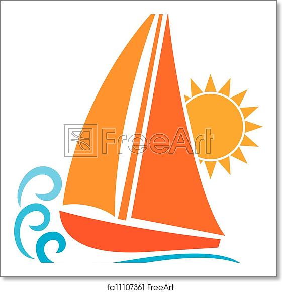 561x581 Free Art Print Of Stylized Yacht