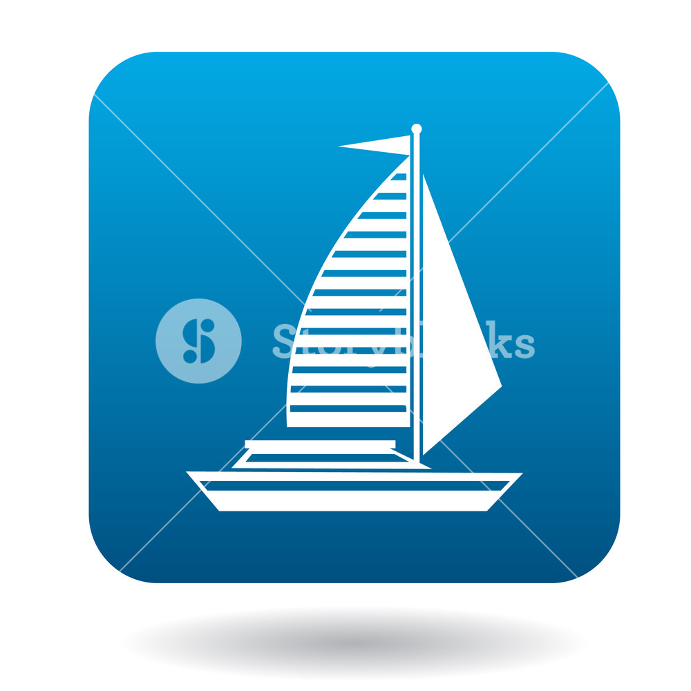 1000x1000 Sailing Yacht Icon In Flat Style On A White Background Royalty