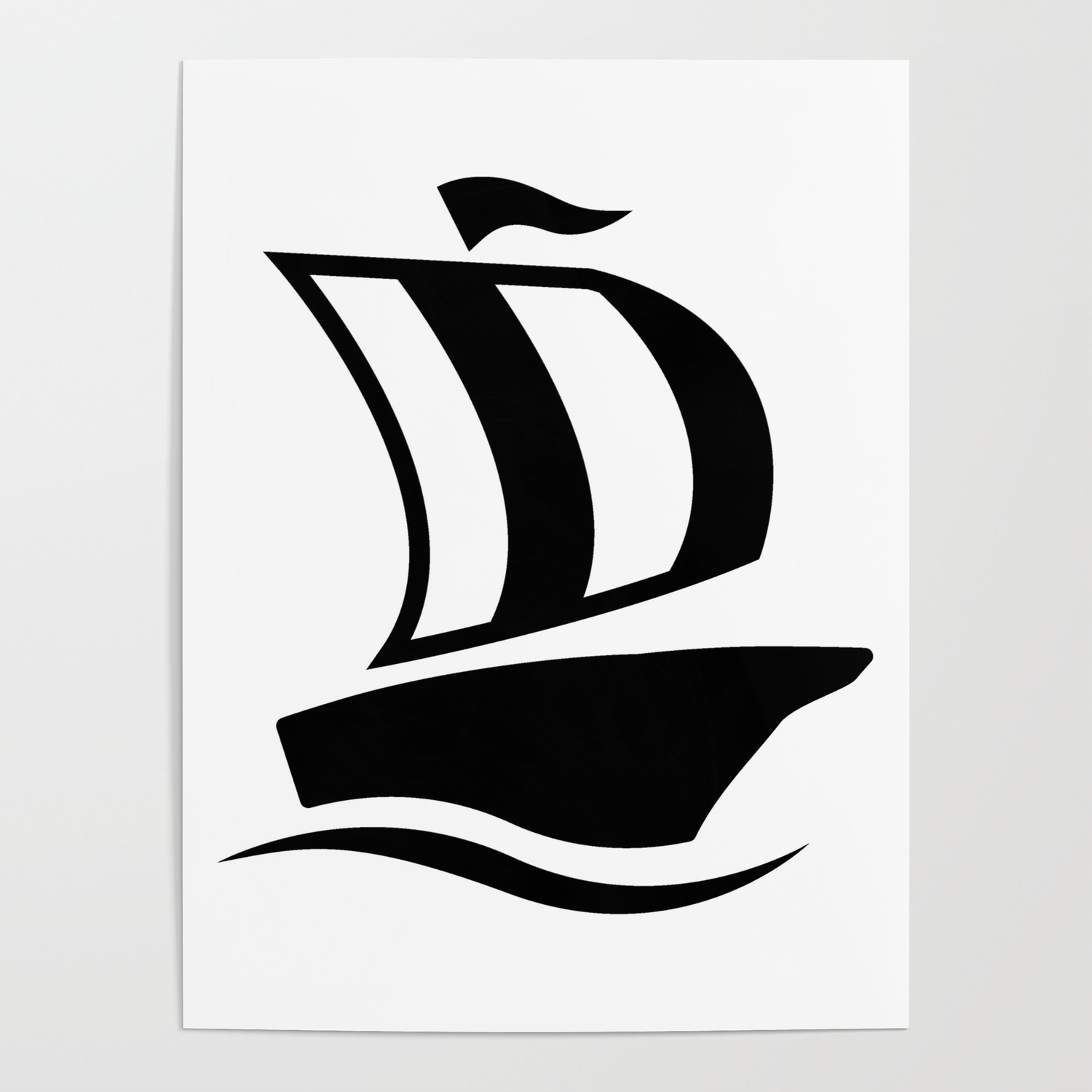 1500x1500 Sea Ship Sailing Icon Poster