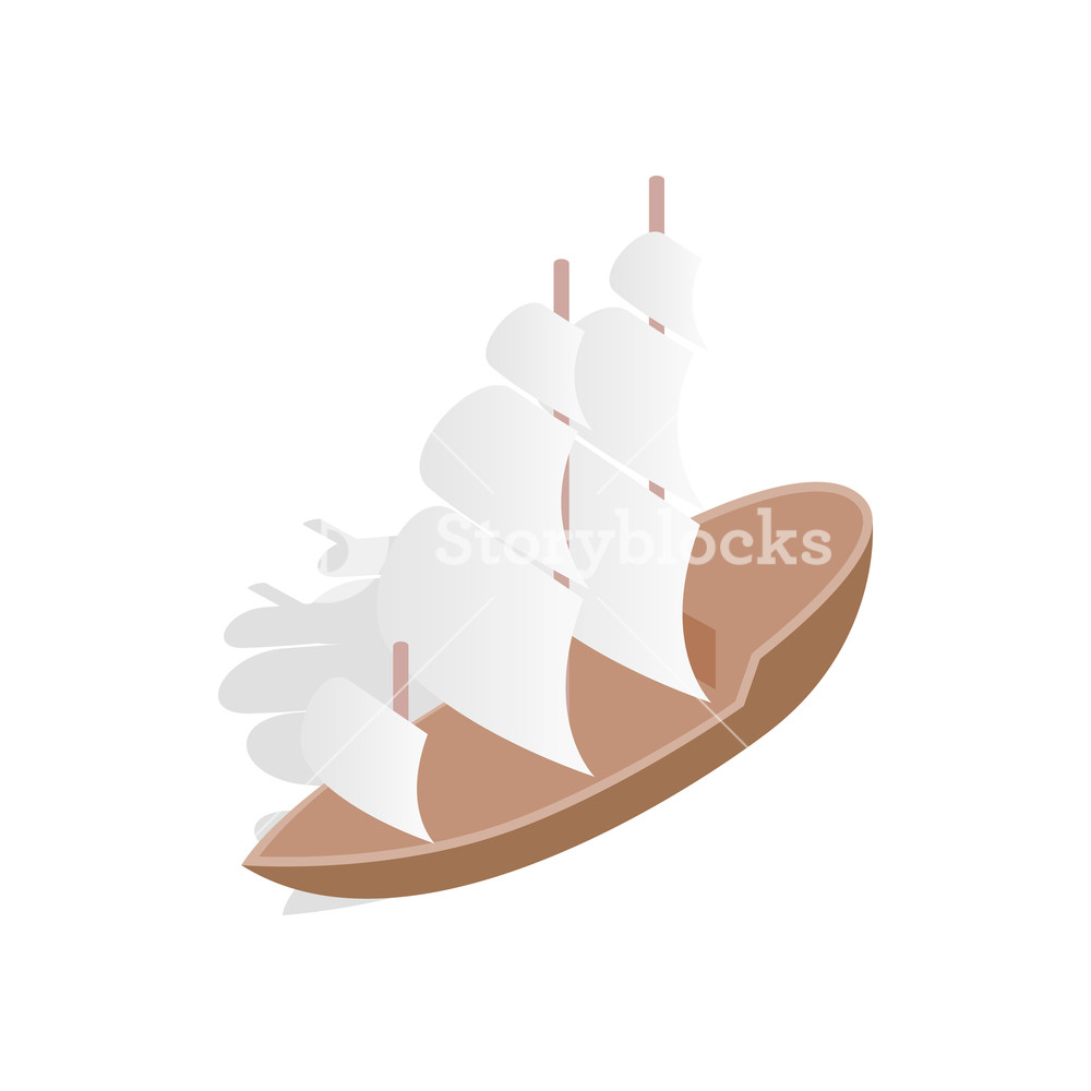 1000x1000 Sailing Boat Icon In Isometric Style Isolated On White