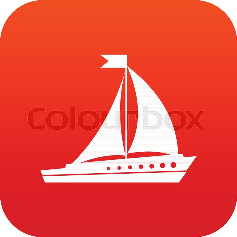 800x800 Sailing Ship Icon Digital Red For Any Stock Vector Colourbox