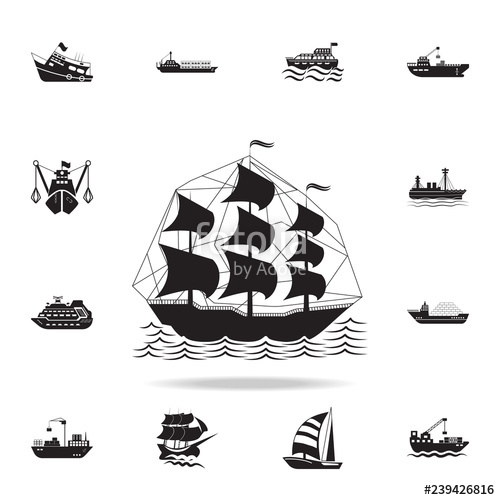 500x500 Military Sailing Ship Icon Detailed Set Of Ship Icons Premium