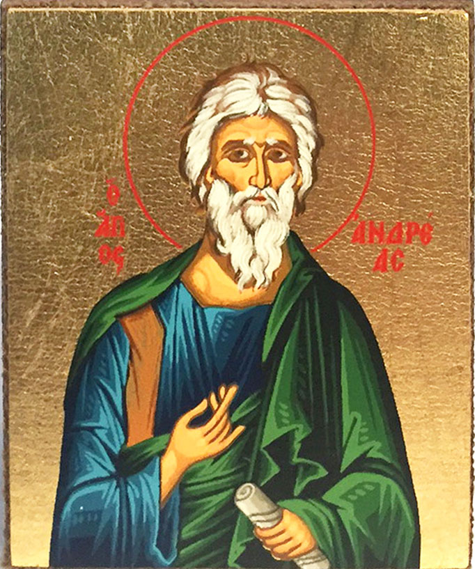 682x817 Saint Andrew, Serigraph Mini Icon, Bronze Leaf