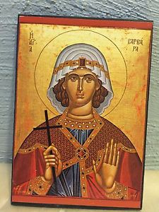 225x300 Saint Barbara Greek Orthodox Byzantine Religious Icon On Pine Wood