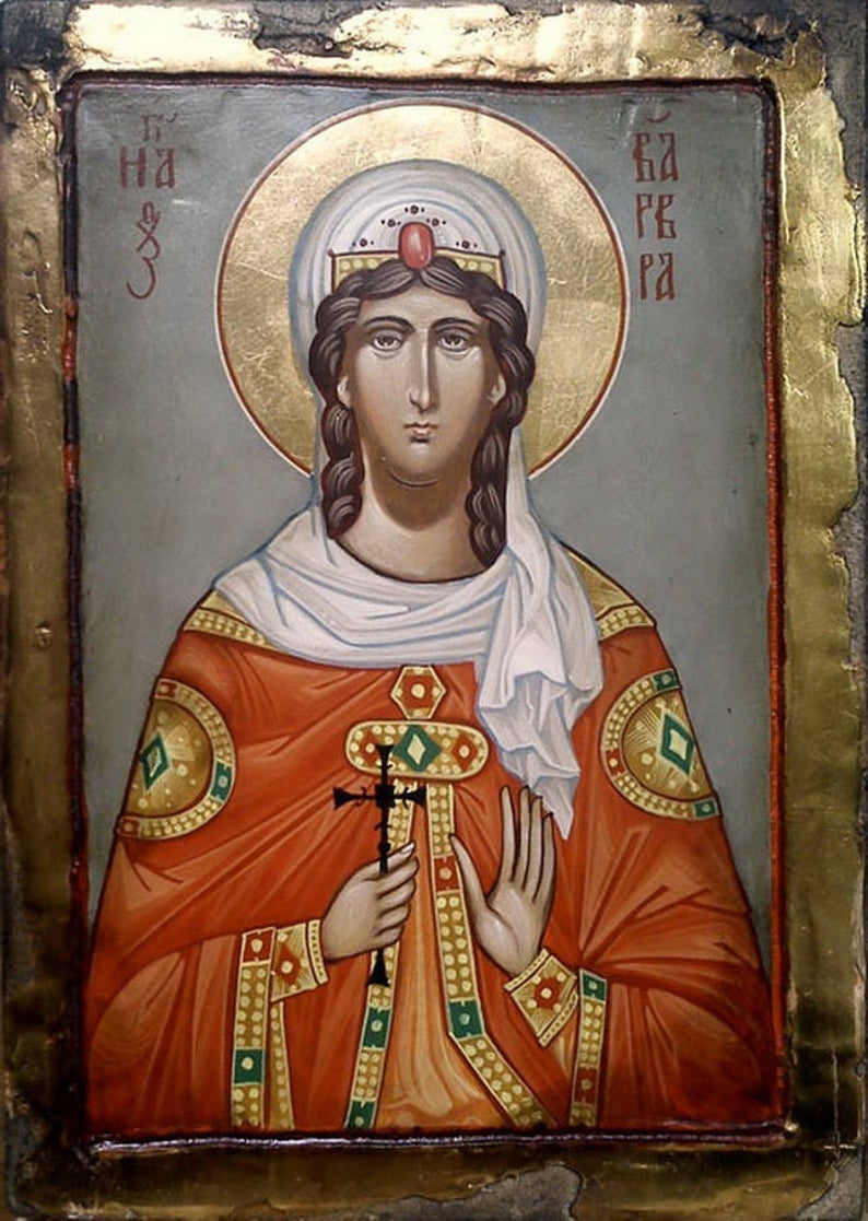 794x1117 Saint Barbara Hand Painted Orthodox Icon Byzantine Orthodox Etsy
