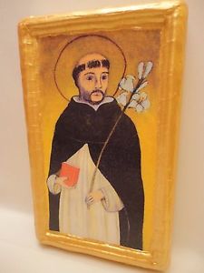 225x300 Saint Dominic Roman Catholic Icon On Aged Wood Plaque Ebay