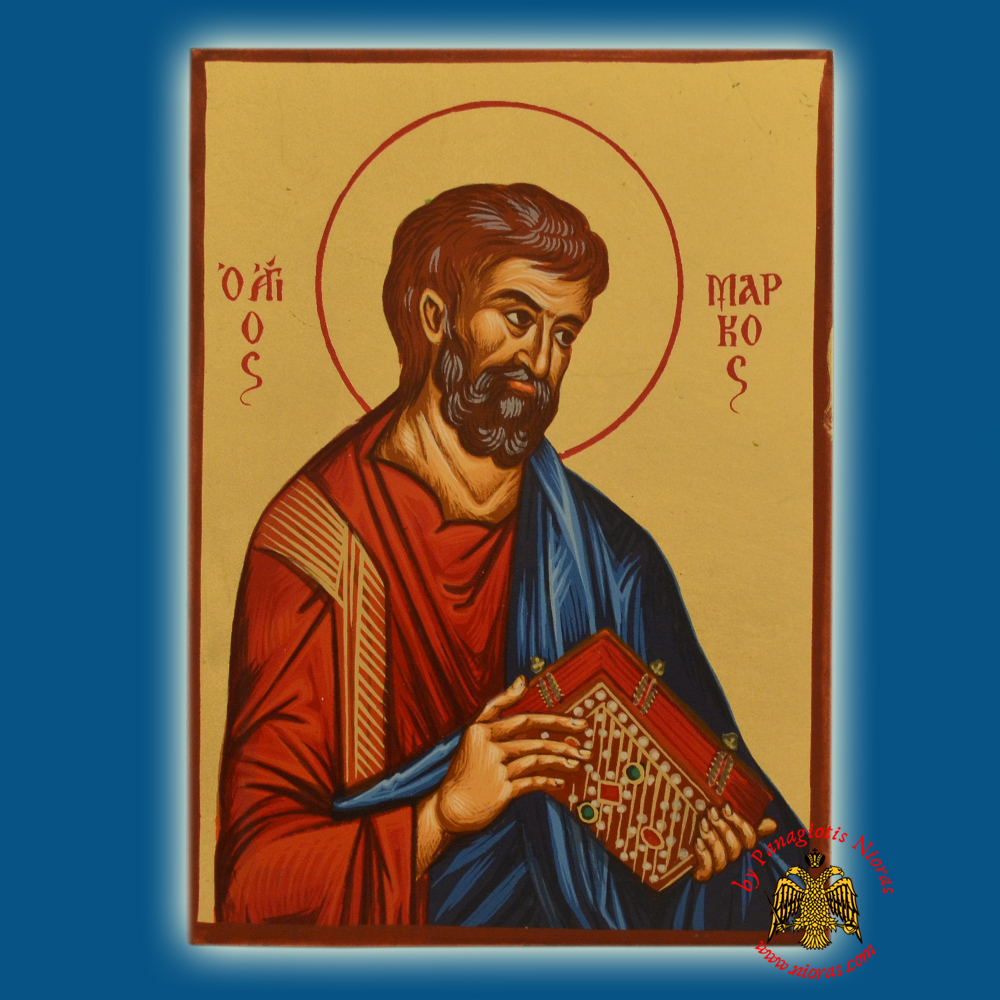 1000x1000 Saint Mark The Apostle Byzantine Wooden Icon On Canvas, Hand Made