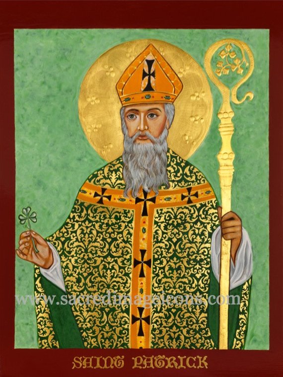570x759 Saint Patrick Ready To Frame Print From Original Icon, Catholic