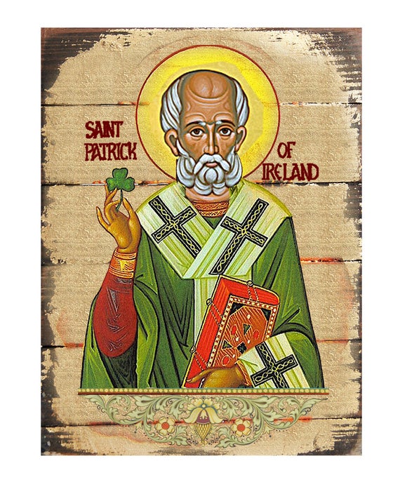 570x684 Saint Patrick Wooden Icon Large X Etsy