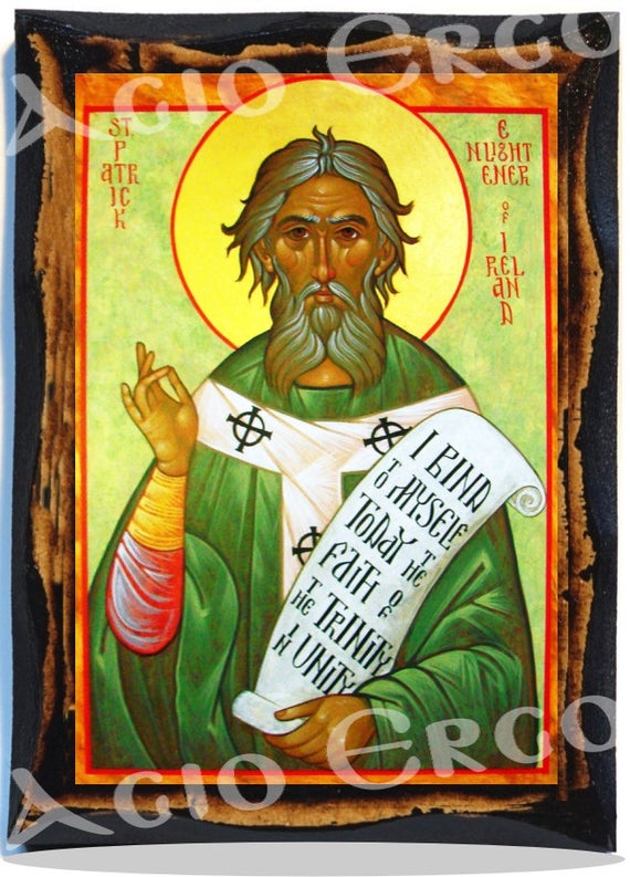 570x793 Saint Patrick Of Ireland Christian Catholic Handmade Wood Icon Etsy