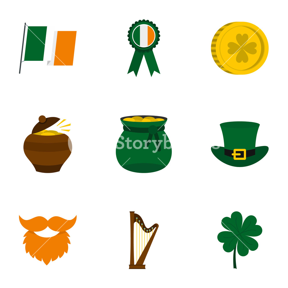 1000x1000 Saint Patrick Day Icon Set Flat Style Set Of Saint Patrick Day